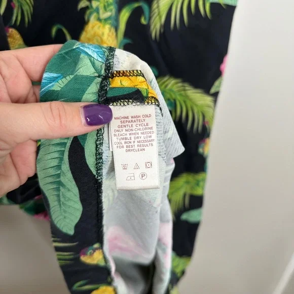 Tommy Bahama‎ Women's Silk Halter Dress Tropical Parrot Pineapple Print 4 - Picture 6 of 8